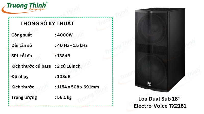 Loa Dual Sub 18″ Electro-Voice TX2181