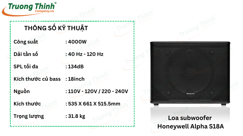 Loa subwoofer Honeywell Alpha S18A