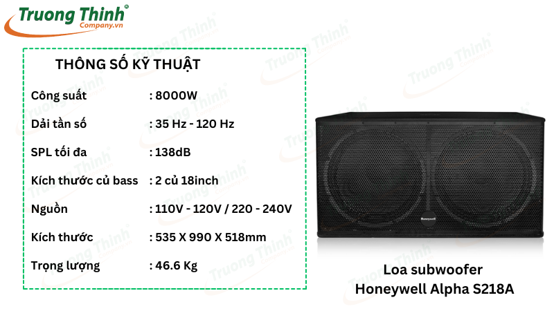 Loa subwoofer Honeywell Alpha S218A